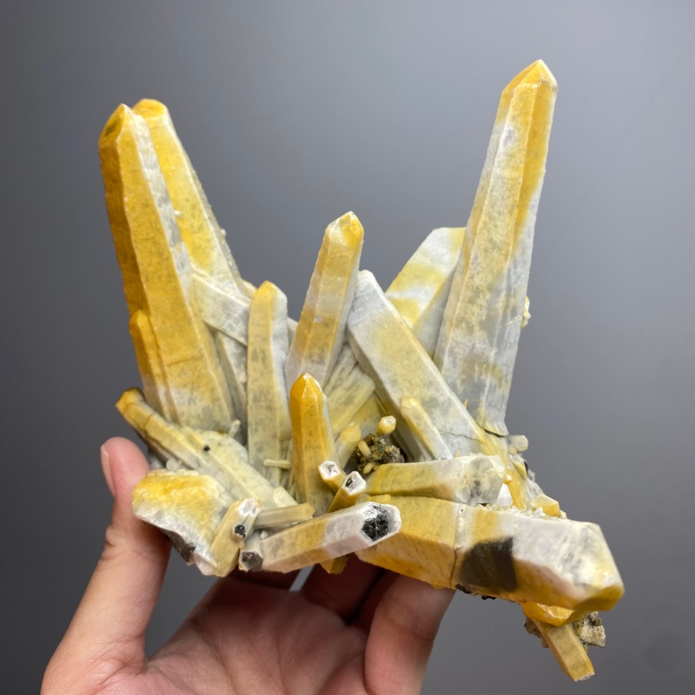 內蒙水晶二次結晶方解共生錆色磁黃鐵原礦、芒果晶簇-居家、辦公室微景觀、淨化擺件-細節圖10