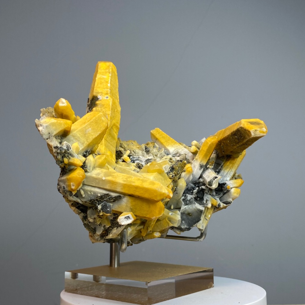 內蒙水晶二次結晶方解共生錆色磁黃鐵原礦、芒果晶簇-（大）居家、辦公室微景觀、淨化擺件-細節圖2