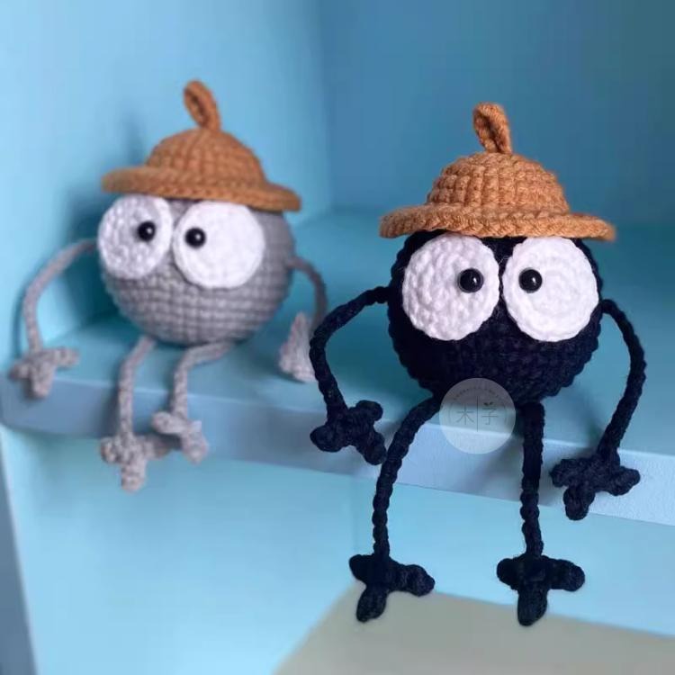 現貨｜手作針織｜小媒球吊飾 小媒球鑰匙圈 包包吊飾 煤炭精靈 灰塵精靈 針織鑰匙圈 木子購物屋-細節圖4