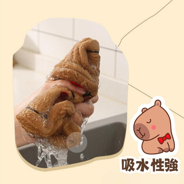 現貨｜速乾擦手巾｜厚款水豚擦手巾 卡皮巴拉 擦手巾 掛式抹布 水豚手帕 卡皮巴拉擦手布 毛巾 無痕擦布 木子購物屋-細節圖5