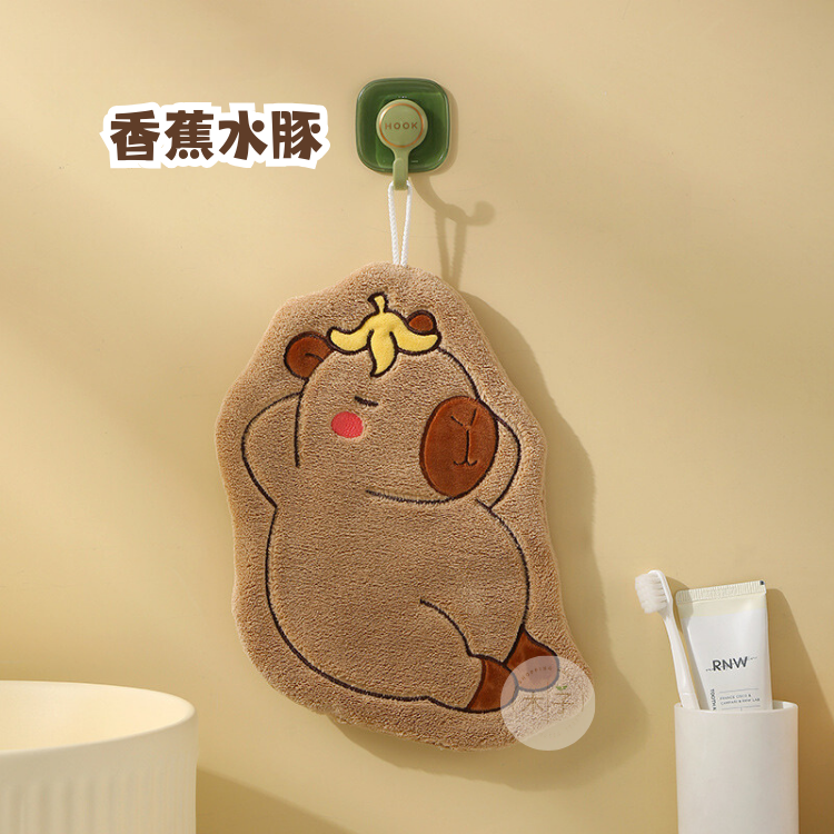 現貨｜速乾擦手巾｜厚款水豚擦手巾 卡皮巴拉 擦手巾 掛式抹布 水豚手帕 卡皮巴拉擦手布 毛巾 無痕擦布 木子購物屋-規格圖7