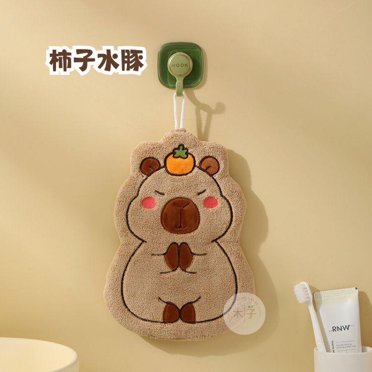 現貨｜速乾擦手巾｜厚款水豚擦手巾 卡皮巴拉 擦手巾 掛式抹布 水豚手帕 卡皮巴拉擦手布 毛巾 無痕擦布 木子購物屋-規格圖7