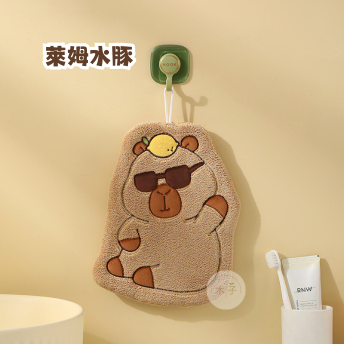 現貨｜速乾擦手巾｜厚款水豚擦手巾 卡皮巴拉 擦手巾 掛式抹布 水豚手帕 卡皮巴拉擦手布 毛巾 無痕擦布 木子購物屋-規格圖7