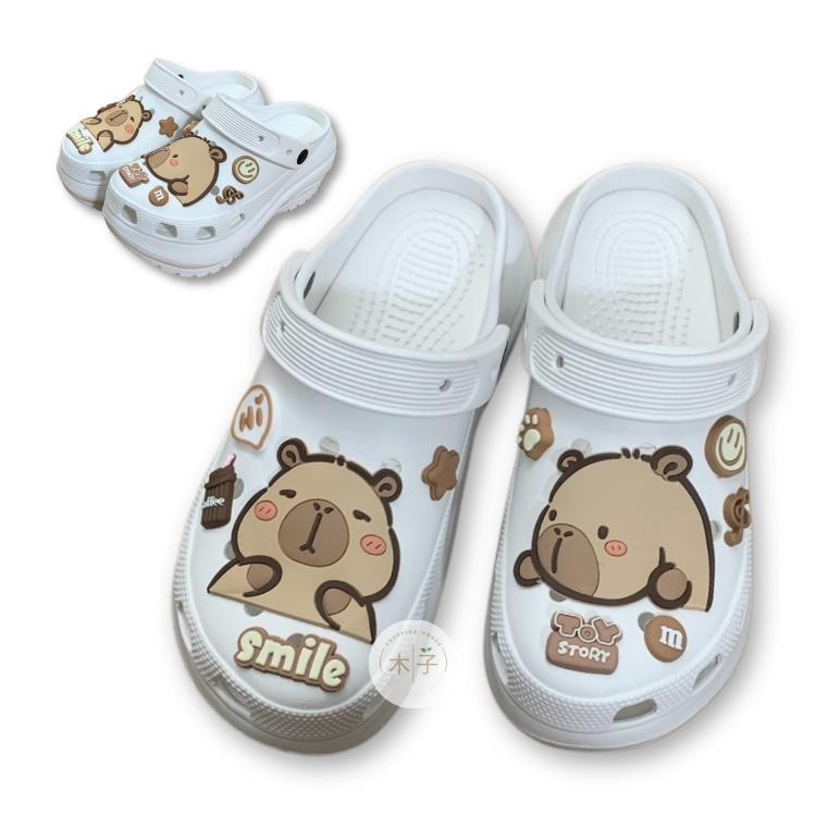 現貨｜EVA洞洞鞋｜卡皮巴拉 洞洞鞋 水豚君 拖鞋 懶人鞋 卡皮巴拉拖鞋 水豚君洞洞鞋 厚底洞洞鞋 洞洞拖鞋 木子購物屋-細節圖4