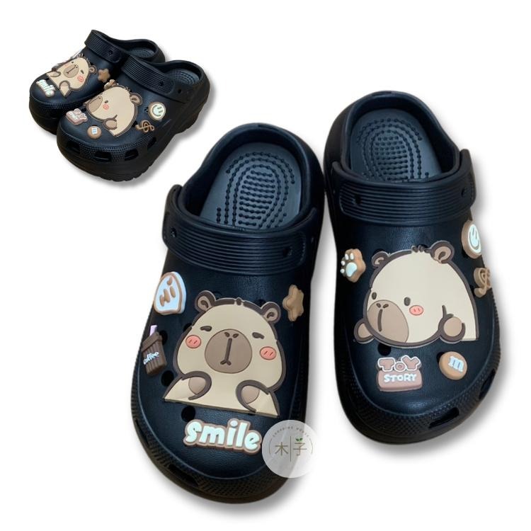 現貨｜EVA洞洞鞋｜卡皮巴拉 洞洞鞋 水豚君 拖鞋 懶人鞋 卡皮巴拉拖鞋 水豚君洞洞鞋 厚底洞洞鞋 洞洞拖鞋 木子購物屋-細節圖6