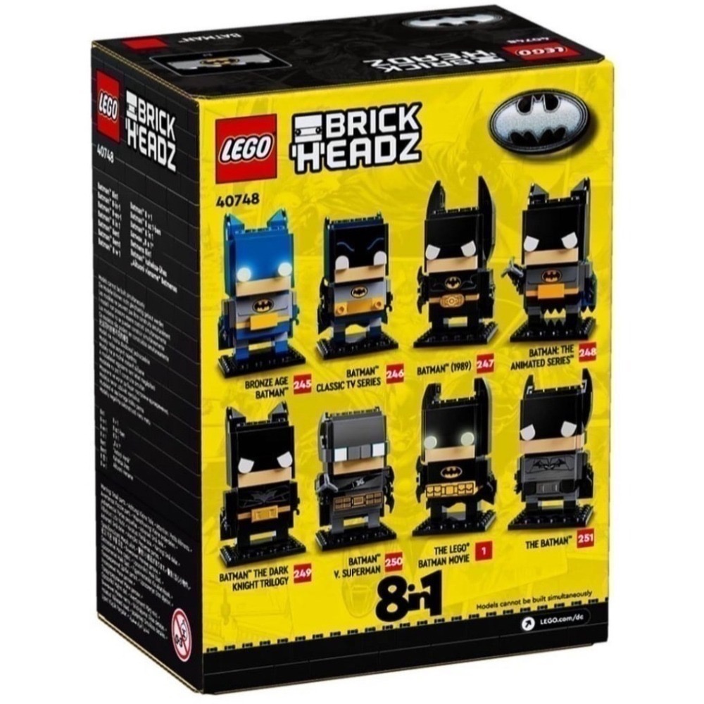 【椅比呀呀|高雄屏東】LEGO 樂高 40748 大頭系列 蝙蝠俠8合1玩偶 Batman 8in1 Figure-細節圖3