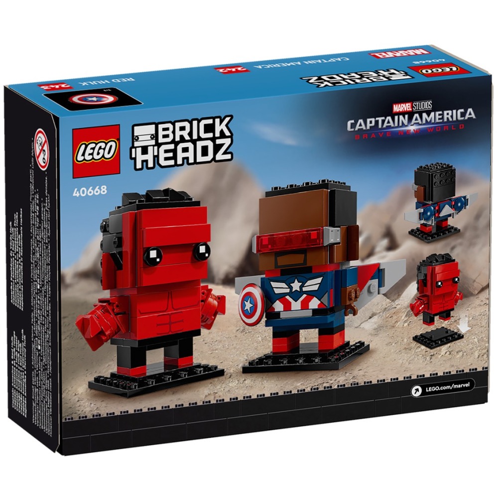 【椅比呀呀|12月到貨】LEGO 樂高 40668 BrickHeadz系列 美國隊長和紅浩克玩偶 漫威 MARVEL-細節圖2