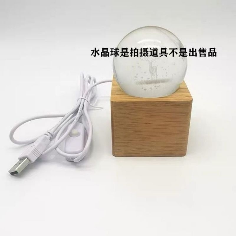 👑台灣現貨✨五角星LED燈座 實木座 水晶球燈座 Usb五角星發光小夜燈 擺件底座 葫蘆托架 燈座 球座 底座-細節圖5