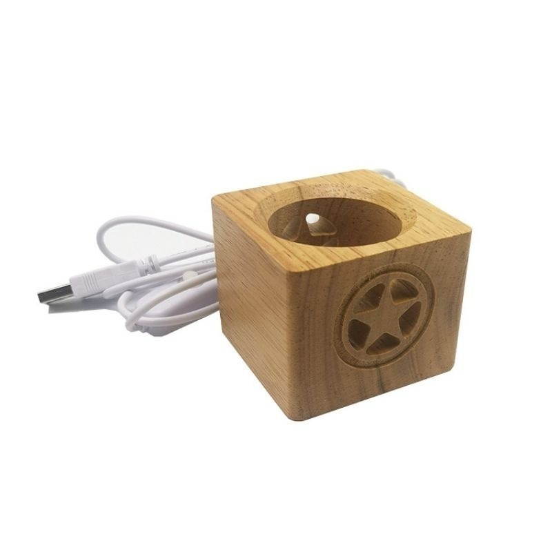 👑台灣現貨✨五角星LED燈座 實木座 水晶球燈座 Usb五角星發光小夜燈 擺件底座 葫蘆托架 燈座 球座 底座-細節圖9