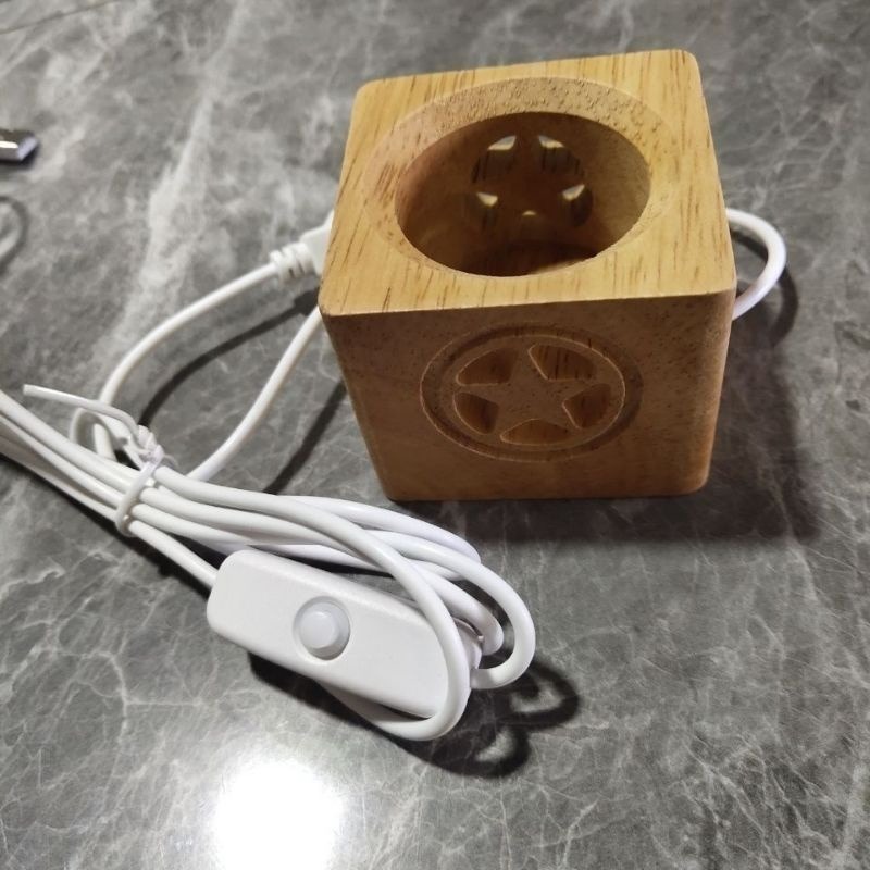 👑台灣現貨✨五角星LED燈座 實木座 水晶球燈座 Usb五角星發光小夜燈 擺件底座 葫蘆托架 燈座 球座 底座-規格圖9