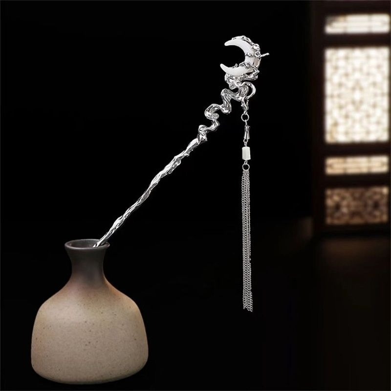 ✨台灣現貨🌿月亮、花朵古風氣質流蘇髮簪 新中式簡約髮釵個性可拆卸設計盤髮簪子【L27】-細節圖2