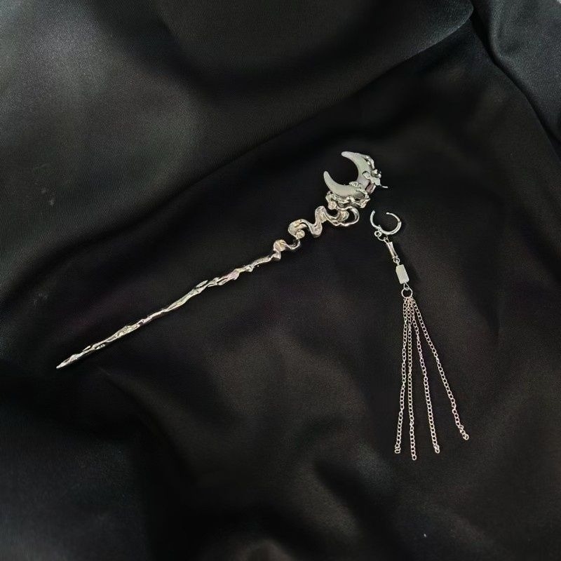 ✨台灣現貨🌿月亮、花朵古風氣質流蘇髮簪 新中式簡約髮釵個性可拆卸設計盤髮簪子【L27】-細節圖5