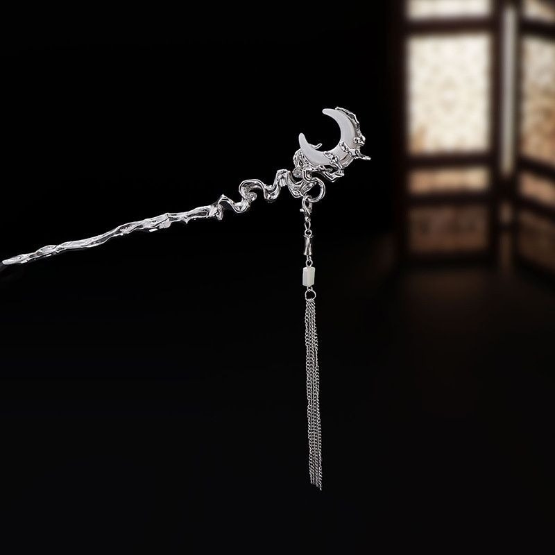 ✨台灣現貨🌿月亮、花朵古風氣質流蘇髮簪 新中式簡約髮釵個性可拆卸設計盤髮簪子【L27】-細節圖6