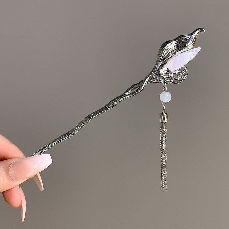 ✨台灣現貨🌿月亮、花朵古風氣質流蘇髮簪 新中式簡約髮釵個性可拆卸設計盤髮簪子【L27】-細節圖9