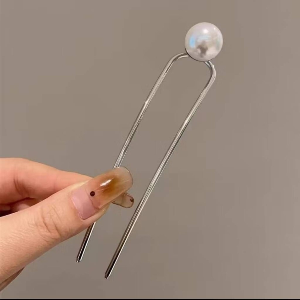 ✨台灣現貨🌿唯美浪漫 花朵珍珠流蘇U型盤髮簪 精緻山茶花插梳髮叉髮釵盤髮丸子頭固定器【L24】-規格圖11