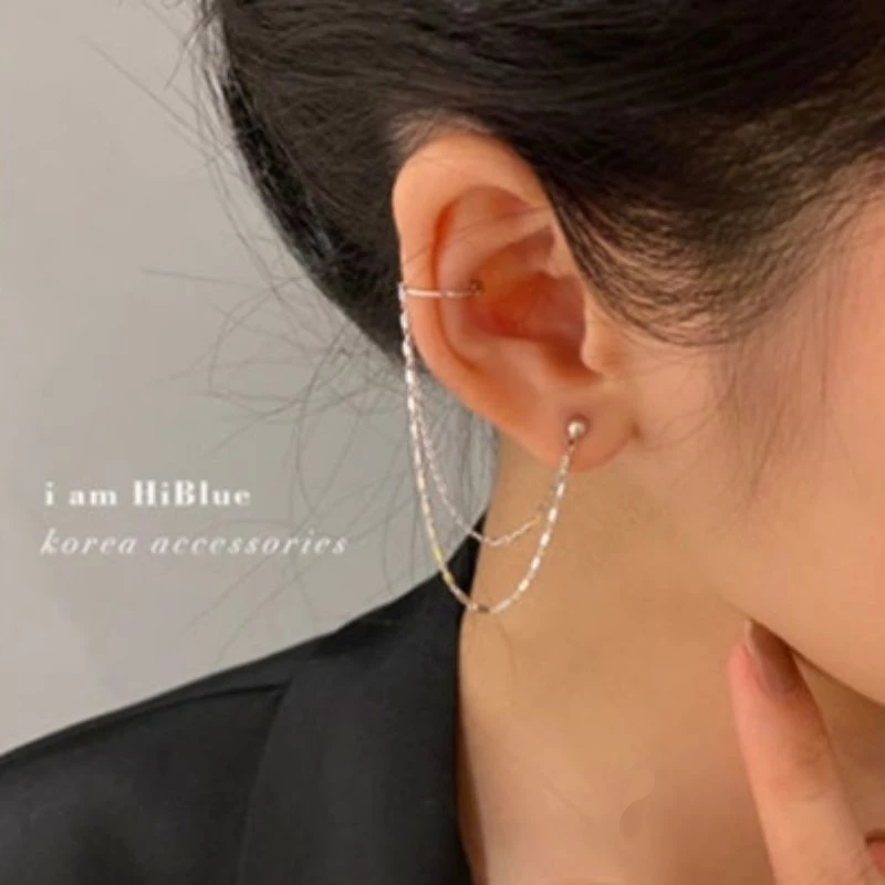 💖台灣現貨🌿韓國氣質網紅八芒星耳線耳骨夾耳環 輕奢閃鑽一體式長款流蘇閃鑽蝴蝶結耳飾【G98】-規格圖11