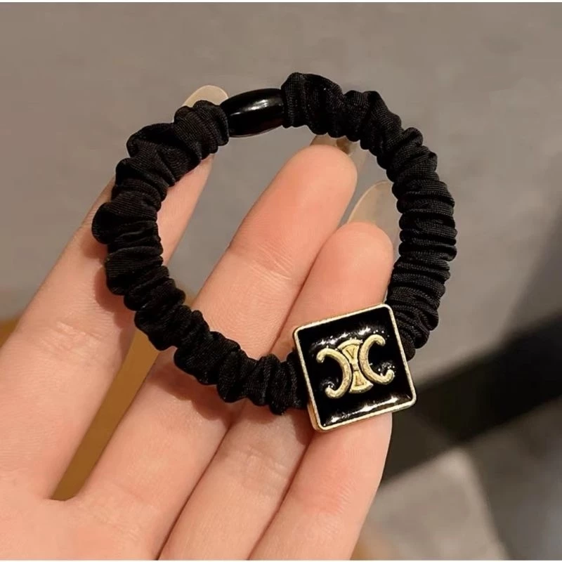 ✨台灣現貨🌿韓版金屬字母 黑色滴釉小腸髮圈 ins復古氣質簡約扎頭髮繩頭繩通勤髮飾【ND81】-規格圖10