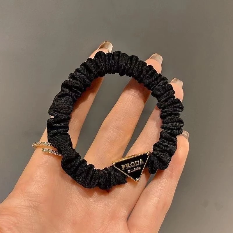 ✨台灣現貨🌿韓版金屬字母 黑色滴釉小腸髮圈 ins復古氣質簡約扎頭髮繩頭繩通勤髮飾【ND81】-規格圖10