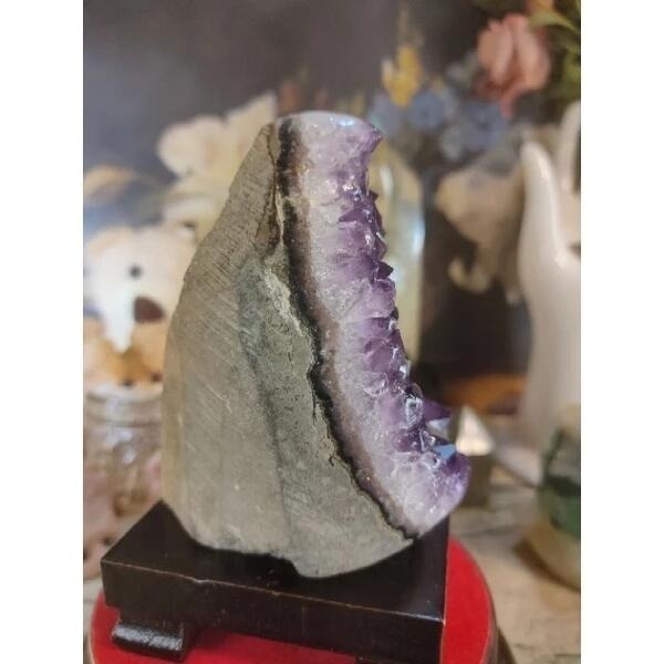 ✡️烏拉圭🇺🇾水晶原礦 大角趾 晶體透亮帶共生礦 紫晶陣 消磁 净化 紫水晶原石擺件 443g#342-細節圖5