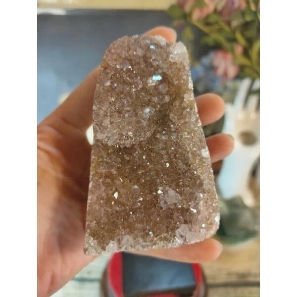 ✡️烏拉圭🇺🇾水晶原礦 異象晶鎮 奶茶底色帶球花 二次結晶 藍色瑪瑙線 彩晶鎮 消磁 水晶原石擺件316g#345-細節圖8