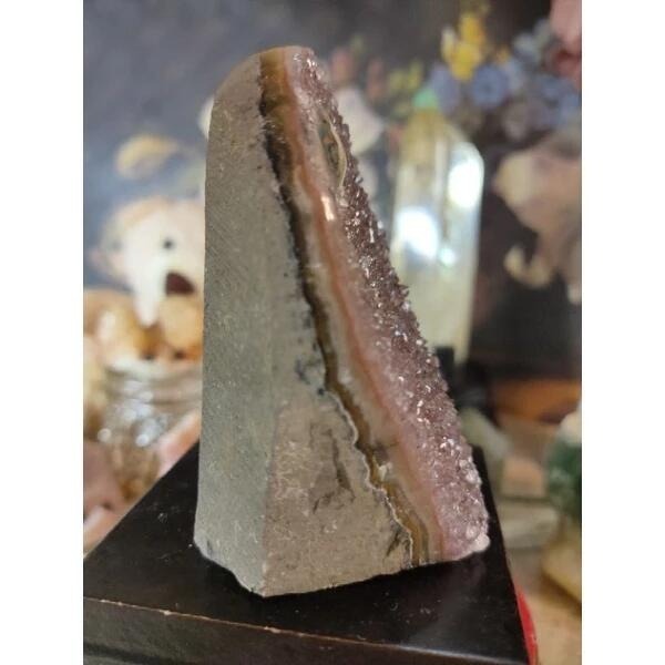 ✡️烏拉圭🇺🇾水晶原礦 異象晶鎮 奶茶底色帶財眼 二次結晶 紅黃瑪瑙線 彩晶鎮 消磁 净化 水晶擺件297g#346-細節圖5