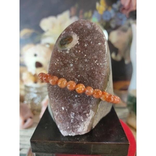 ✡️烏拉圭🇺🇾水晶原礦 異象晶鎮 奶茶底色帶財眼 二次結晶 紅黃瑪瑙線 彩晶鎮 消磁 净化 水晶擺件297g#346-細節圖7