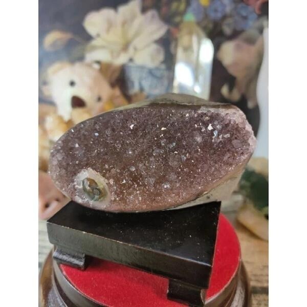 ✡️烏拉圭🇺🇾水晶原礦 異象晶鎮 奶茶底色帶財眼 二次結晶 紅黃瑪瑙線 彩晶鎮 消磁 净化 水晶擺件297g#346-細節圖9