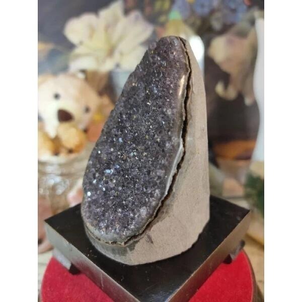 ✡️天然烏拉圭紫晶鎮 帶黃晶共生 小顆 紫晶鎮 防輻射 消磁 净化 紫水晶原石擺件 314g#348-細節圖2