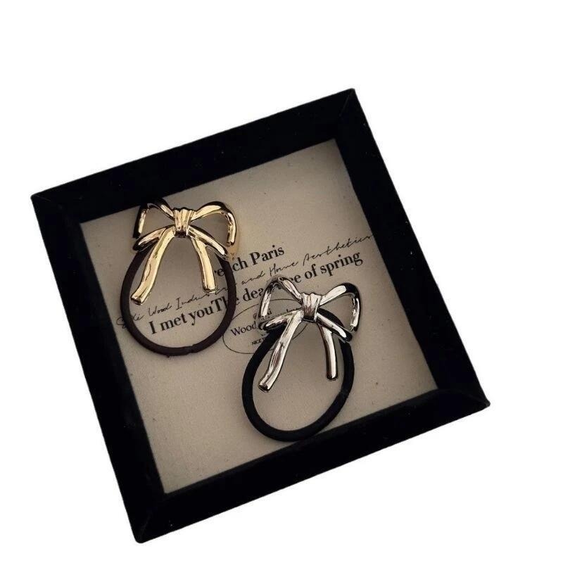 ✨台灣現貨🌿法式蝴蝶結髮繩 2024年新款 慵懶復古髦感韓系高彈性不傷髮綁頭髮髮圈 頭繩【ND94】-細節圖3