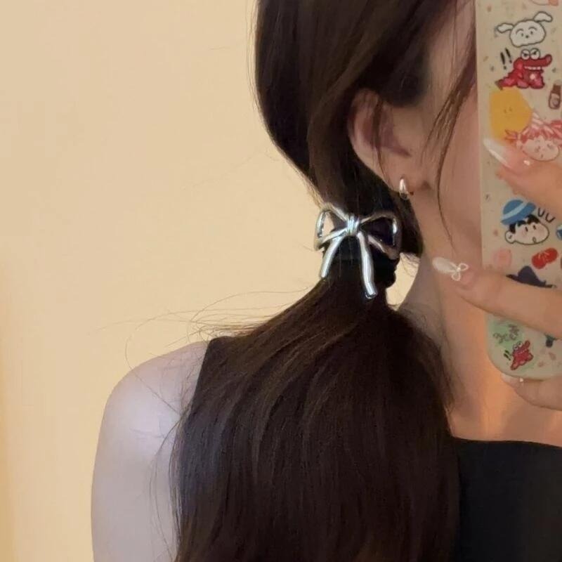 ✨台灣現貨🌿法式蝴蝶結髮繩 2024年新款 慵懶復古髦感韓系高彈性不傷髮綁頭髮髮圈 頭繩【ND94】-細節圖4