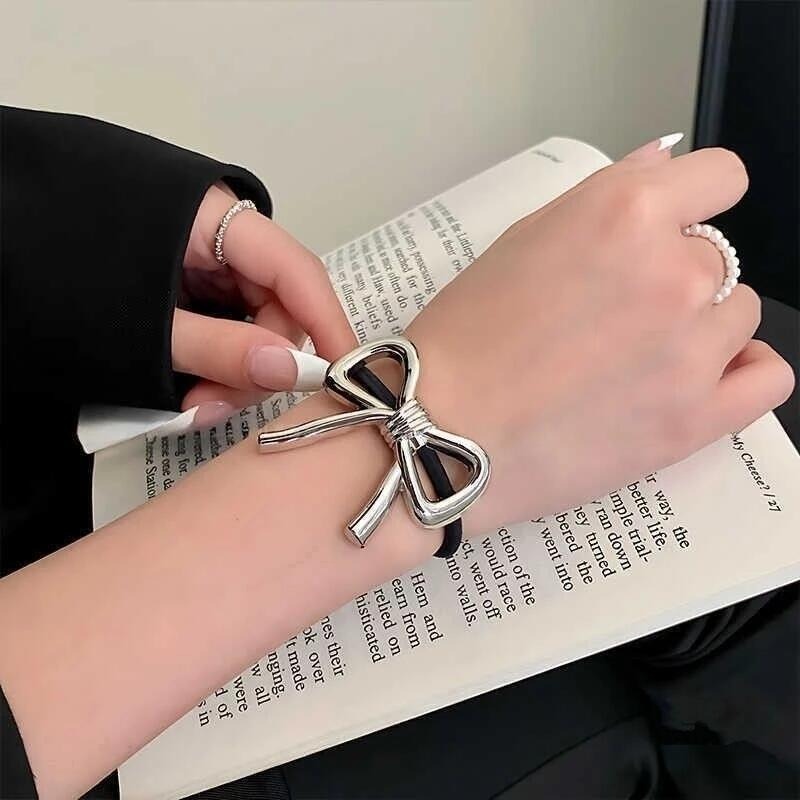 ✨台灣現貨🌿法式蝴蝶結髮繩 2024年新款 慵懶復古髦感韓系高彈性不傷髮綁頭髮髮圈 頭繩【ND94】-細節圖6