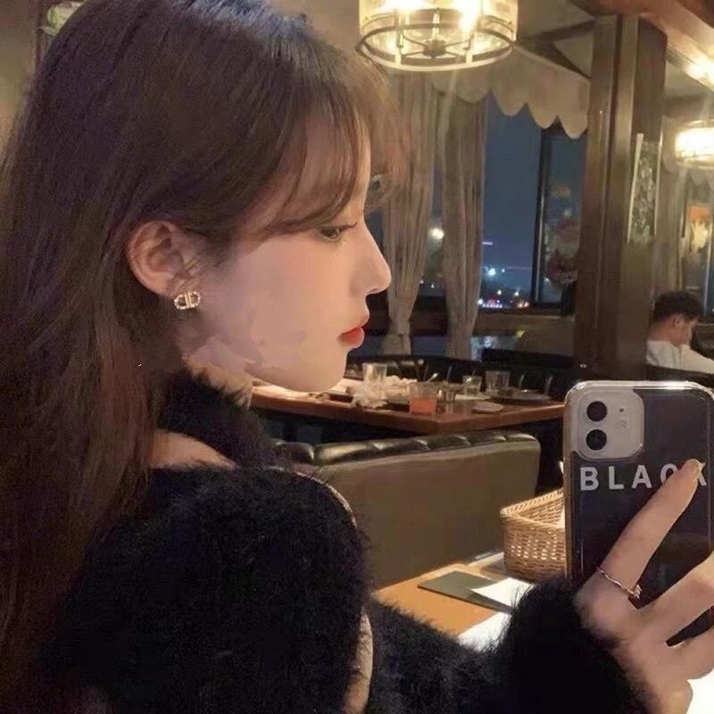 💖台灣現貨🌿S925銀針 韓國微鑲鋯石字母CD耳環 設計感高級輕奢字母耳環 氣質閃亮鋯石耳飾【G181】-細節圖2