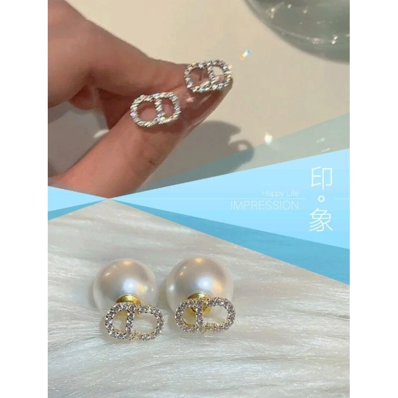 💖台灣現貨🌿S925銀針 韓國微鑲鋯石字母CD耳環 設計感高級輕奢字母耳環 氣質閃亮鋯石耳飾【G181】-細節圖7