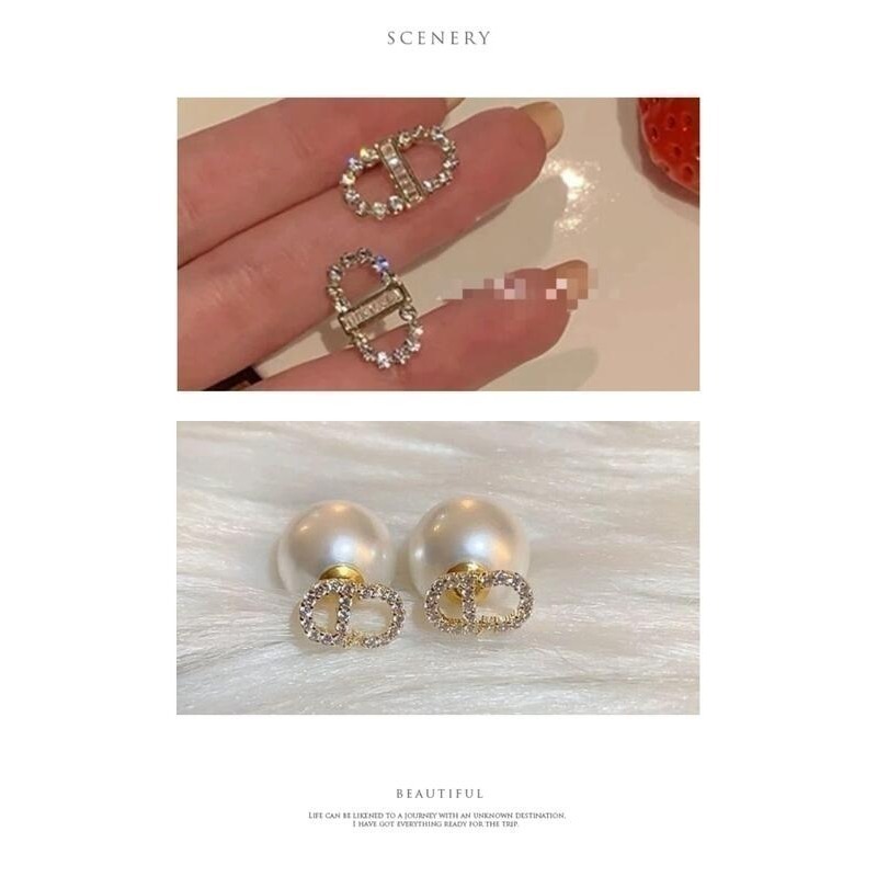 💖台灣現貨🌿S925銀針 韓國微鑲鋯石字母CD耳環 設計感高級輕奢字母耳環 氣質閃亮鋯石耳飾【G181】-細節圖9