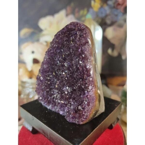 ✡️烏拉圭🇺🇾水晶原礦 紫晶鎮 紫紅色帶二次結晶 極光鈦瑪瑙線 小顆 彩晶鎮 消磁 净化 水晶原石擺件239g#35-細節圖2