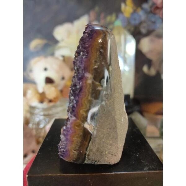 ✡️烏拉圭🇺🇾水晶原礦 紫晶鎮 紫紅色帶二次結晶 極光鈦瑪瑙線 小顆 彩晶鎮 消磁 净化 水晶原石擺件239g#35-細節圖3