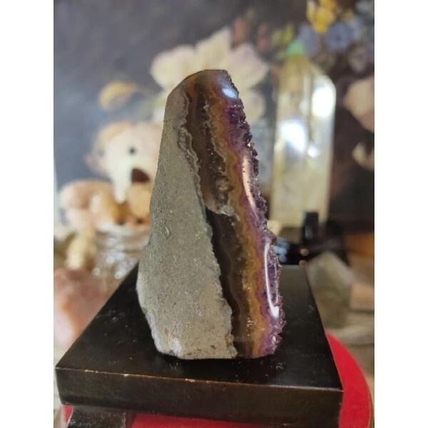 ✡️烏拉圭🇺🇾水晶原礦 紫晶鎮 紫紅色帶二次結晶 極光鈦瑪瑙線 小顆 彩晶鎮 消磁 净化 水晶原石擺件239g#35-細節圖5