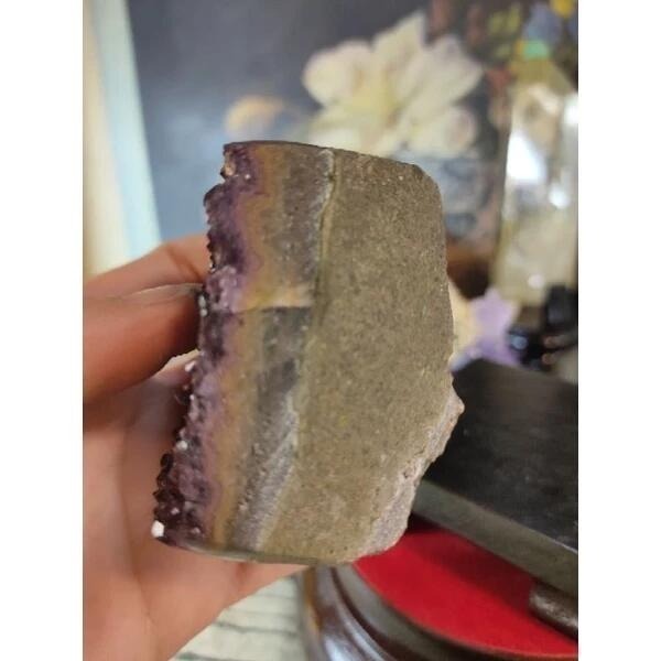 ✡️烏拉圭🇺🇾水晶原礦 紫晶鎮 紫紅色帶二次結晶 極光鈦瑪瑙線 小顆 彩晶鎮 消磁 净化 水晶原石擺件239g#35-細節圖8