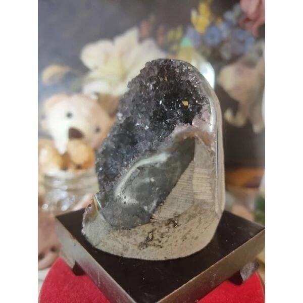 ✡烏拉圭🇺🇾水晶原礦 異象晶鎮 內凹帶球花 黑綠紫漸層色 二次結晶 小顆紫晶鎮 消磁净化 水晶原石擺件259g#34-細節圖2