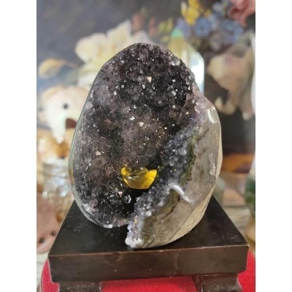 ✡烏拉圭🇺🇾水晶原礦 異象晶鎮 內凹帶球花 黑綠紫漸層色 二次結晶 小顆紫晶鎮 消磁净化 水晶原石擺件259g#34-細節圖7