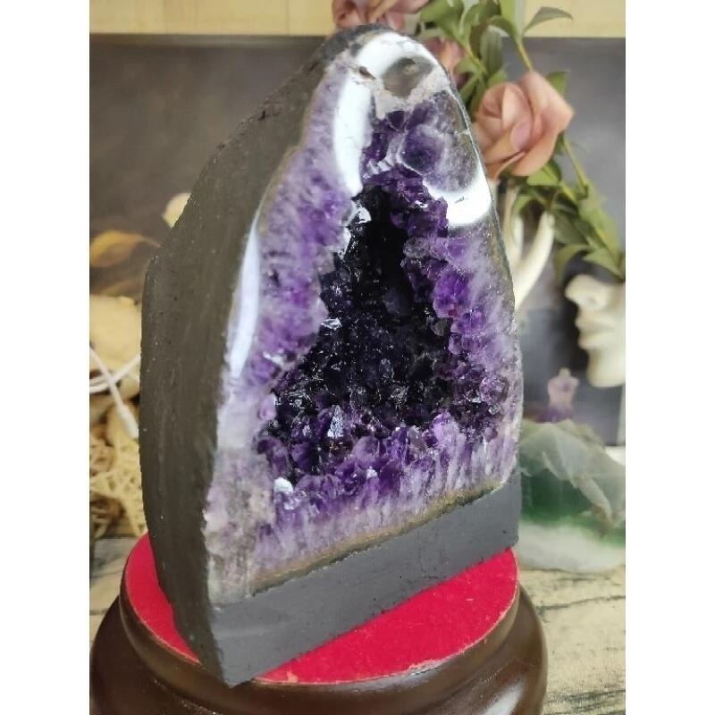 💰天然烏拉圭 ESP小晶洞 帶小方解石 錢袋子 桌上型聚財納氣~開運招正財~招貴人紫水晶洞 1802g#419-細節圖6