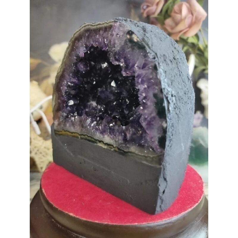 💰天然烏拉圭 ESP紫水晶小晶洞 錢袋子 桌上型聚財納氣~開運招正財~招貴人紫水晶洞 1533g#420-細節圖2