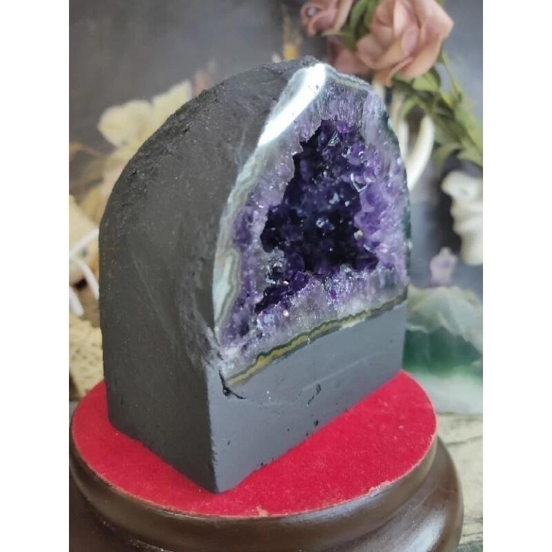 💰天然烏拉圭 ESP紫水晶小晶洞 錢袋子 桌上型聚財納氣~開運招正財~招貴人紫水晶洞 1533g#420-細節圖6