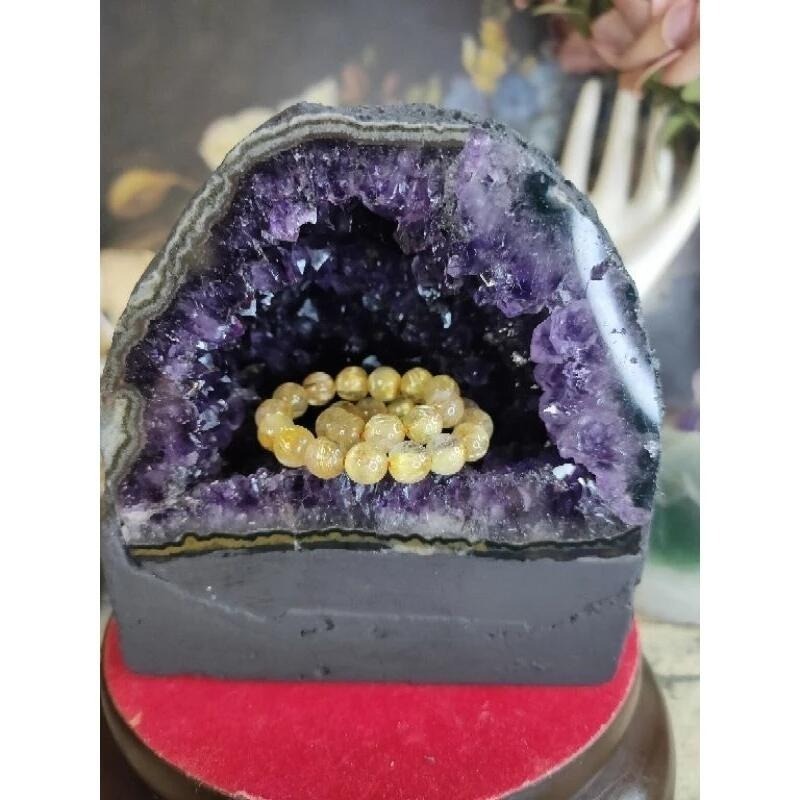 💰天然烏拉圭 ESP紫水晶小晶洞 錢袋子 桌上型聚財納氣~開運招正財~招貴人紫水晶洞 1533g#420-細節圖7