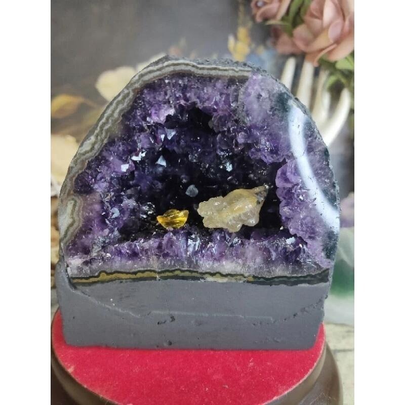 💰天然烏拉圭 ESP紫水晶小晶洞 錢袋子 桌上型聚財納氣~開運招正財~招貴人紫水晶洞 1533g#420-細節圖8
