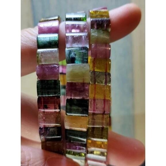 🌈天然漂亮透光糖果彩虹碧璽手排 巴西老礦 透料多彩 9mm-細節圖5
