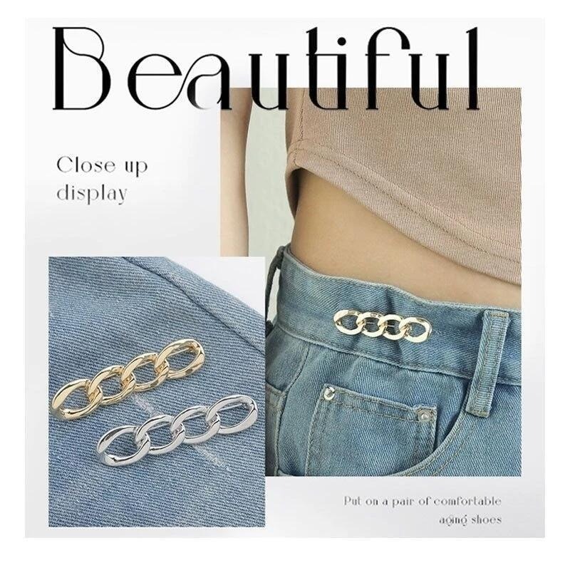 🔥台灣現貨🌿日韓時尚鍊條胸針 別針 固定衣服 防走光扣針 褲頭調節扣 收腰神器 可拆卸鑲鑽愛心迷你鈕扣無釘免縫I2-細節圖4