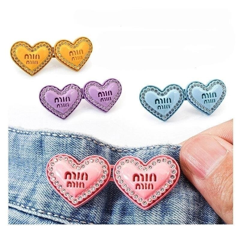 🔥台灣現貨🌿日韓時尚鍊條胸針 別針 固定衣服 防走光扣針 褲頭調節扣 收腰神器 可拆卸鑲鑽愛心迷你鈕扣無釘免縫I2-細節圖7