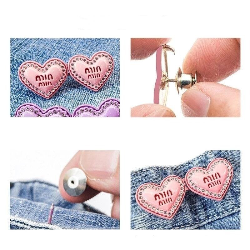 🔥台灣現貨🌿日韓時尚鍊條胸針 別針 固定衣服 防走光扣針 褲頭調節扣 收腰神器 可拆卸鑲鑽愛心迷你鈕扣無釘免縫I2-細節圖9