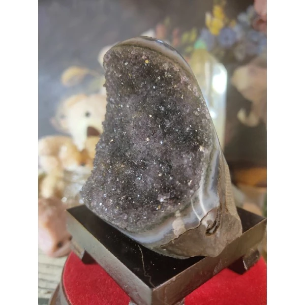 ✡️烏拉圭水晶原礦 異象晶鎮 內凹帶黃晶漸層色 二次結晶 藍色瑪瑙線 紫晶鎮 消磁净化水晶原石擺件 343g#343-細節圖2